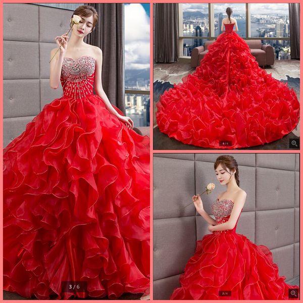 robe de mariage 2019 red organza ball gown princess wedding dress ruffles beaded crystals plus size corset bride dress selling 2019, White
robe de mariage 2019 red organza ball gown princess wedding dress ruffles beaded crystals plus size corset bride dress selling 2019, White