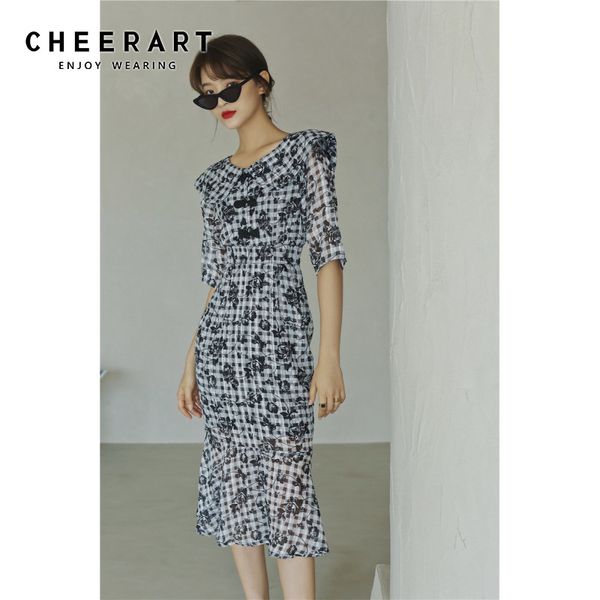 cheerart vintage black floral plaid mermaid bodycon dress woemn peter pan collar short sleeve long tunic midi dress summer, Black;gray
cheerart vintage black floral plaid mermaid bodycon dress woemn peter pan collar short sleeve long tunic midi dress summer, Black;gray