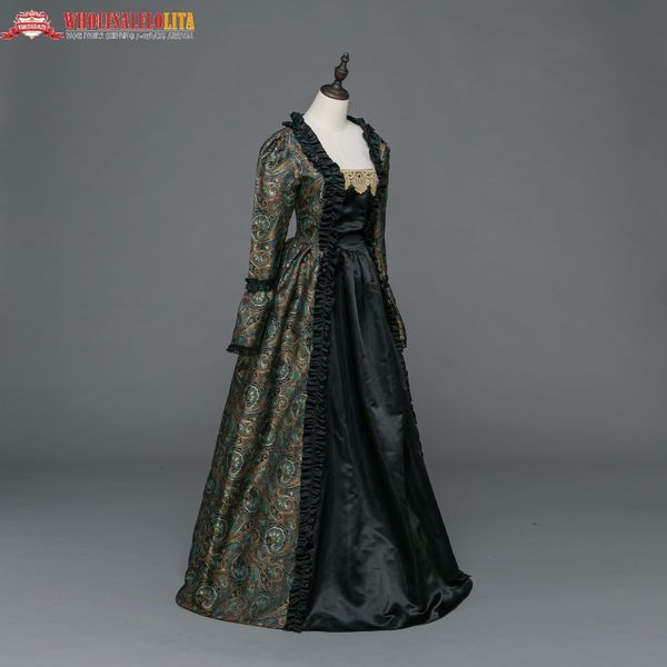 theme costume gothic period medieval dresses brocade dress gown steampunk reenactment women clothing, Black;red
theme costume gothic period medieval dresses brocade dress gown steampunk reenactment women clothing, Black;red