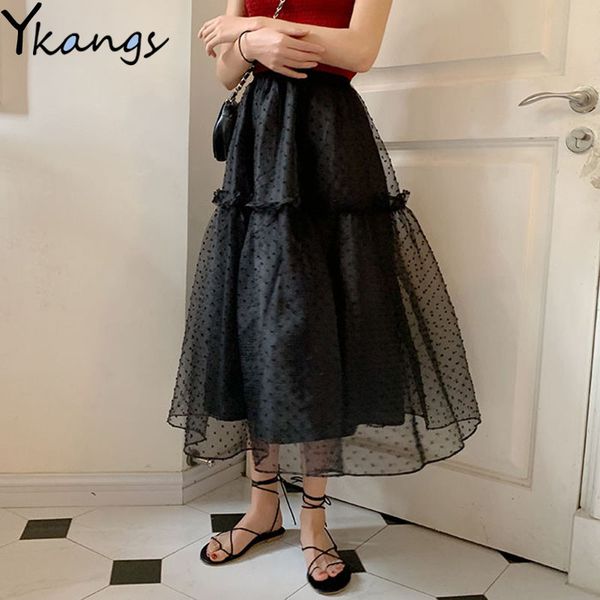 black lolita polka dot mesh long pleated skirts women elascity high waist casual loose skirt party streetwear jupe femme saias
black lolita polka dot mesh long pleated skirts women elascity high waist casual loose skirt party streetwear jupe femme saias