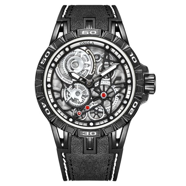 onola 3807 brand unique design resemble mechanical dial silicone sport mens quartz clock waterproof military men watches relojes, Slivery;brown 
onola 3807 brand unique design resemble mechanical dial silicone sport mens quartz clock waterproof military men watches relojes, Slivery;brown