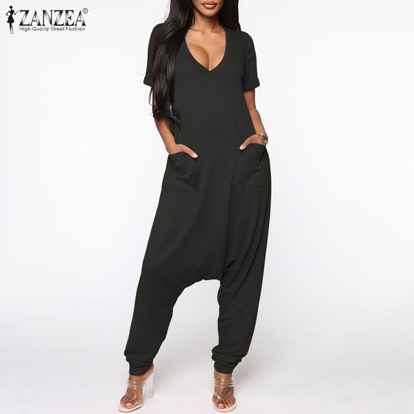 women's jumpsuits & rompers plus size summer overalls zanzea 2021 elegant drop crotch short sleeve playsuits female casual solid pants, Black;white
women's jumpsuits & rompers plus size summer overalls zanzea 2021 elegant drop crotch short sleeve playsuits female casual solid pants, Black;white