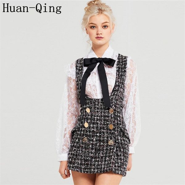 autumn 2 piece set dress women ruffles bow lace shirt + plaid sleeveless double-breasted tweed vest dress two piece set, White
autumn 2 piece set dress women ruffles bow lace shirt + plaid sleeveless double-breasted tweed vest dress two piece set, White