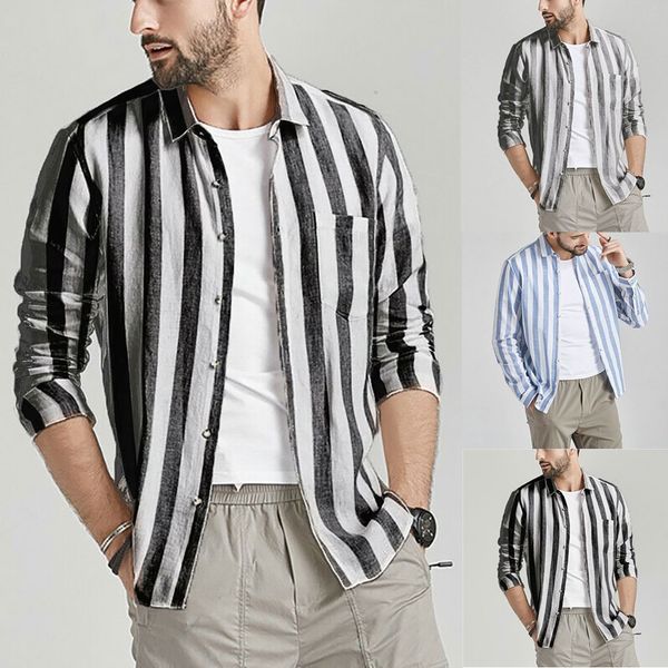2019 men casual shirts autumn new fashion men vintage striped button linen striped long sleeve retro shirts blouse shirt, White;black
2019 men casual shirts autumn new fashion men vintage striped button linen striped long sleeve retro shirts blouse shirt, White;black