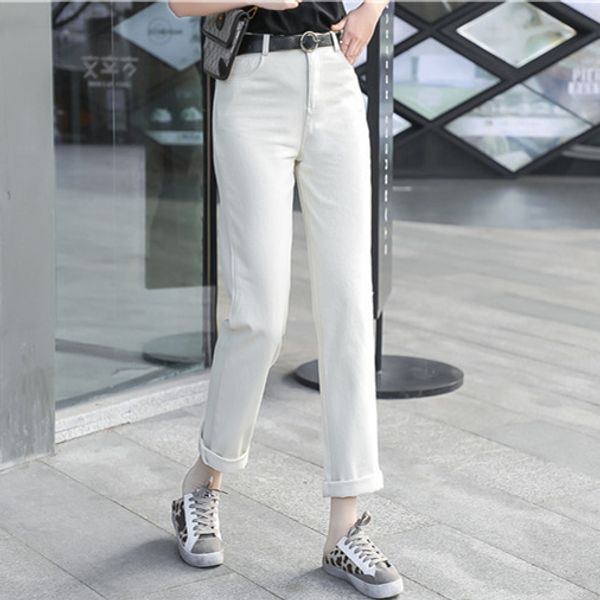 casual jeans woman spring 2020 korean style belt high waist ladies jeans black white denim pants trousers jean femme b223, Blue
casual jeans woman spring 2020 korean style belt high waist ladies jeans black white denim pants trousers jean femme b223, Blue