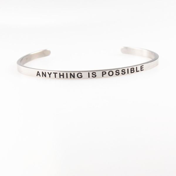 any is possible engraved stainless steel bangle positive inspirational quote women cuff mantra wristband 4mm female, Black
any is possible engraved stainless steel bangle positive inspirational quote women cuff mantra wristband 4mm female, Black