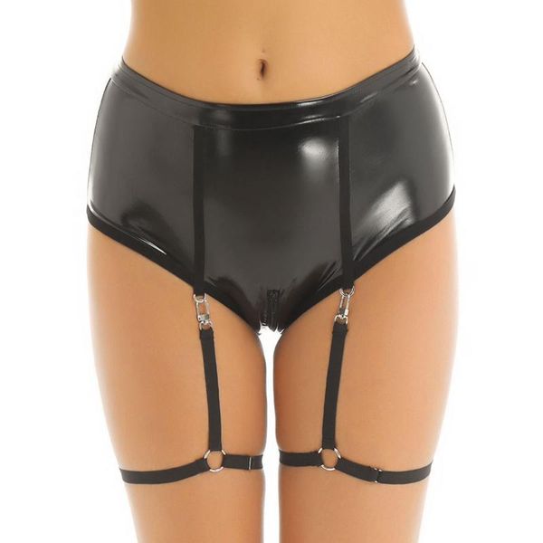 tiaobug women panties black patent leather lingerie clubwear high waist zippered crotch bikini briefs underwear with garter, Black;pink
tiaobug women panties black patent leather lingerie clubwear high waist zippered crotch bikini briefs underwear with garter, Black;pink