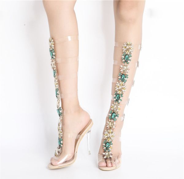 pvc transparent shoes woman peep toe t-strap rhinestone diamond clear high heels knee boots woman gladiator sandals, Black
pvc transparent shoes woman peep toe t-strap rhinestone diamond clear high heels knee boots woman gladiator sandals, Black