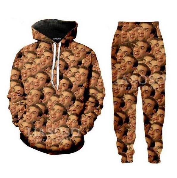 new men/womens famous actor nicolas cage funny 3d print fashion tracksuits crewneck hip hop sweatshirt and pants 2 pcs set hoodies tz04, Gray
new men/womens famous actor nicolas cage funny 3d print fashion tracksuits crewneck hip hop sweatshirt and pants 2 pcs set hoodies tz04, Gray