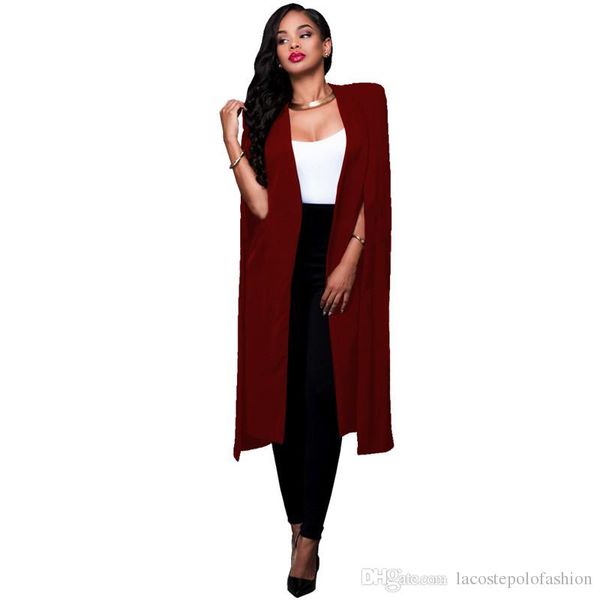 womens designer long cape fashion solid office lady suit jacket business donna v neck cardigan coats, Black 
womens designer long cape fashion solid office lady suit jacket business donna v neck cardigan coats, Black