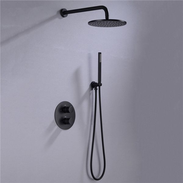 

Brass Shower Faucets 8-12" Rainfall Shower Head Bathroom Shower Set Diverter 2 Functions Thermostatic Valve