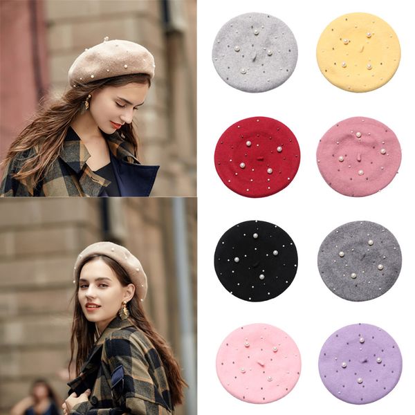 women vintage wool knittd french pearl beret hats ski caps warm winter girl sweet painter beading hat beanie bonnet femme gorras, Blue;gray
women vintage wool knittd french pearl beret hats ski caps warm winter girl sweet painter beading hat beanie bonnet femme gorras, Blue;gray