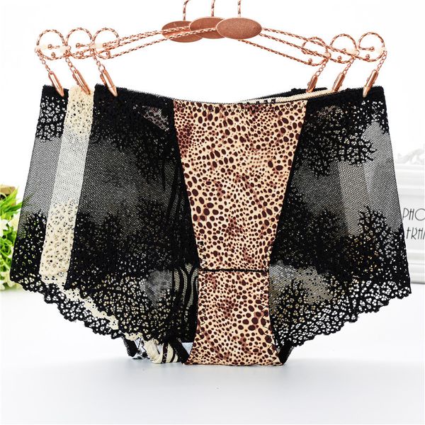 new women leopard lace panties seamless high waist plus size underwear transparent mesh ultra thin underpants, Black;pink
new women leopard lace panties seamless high waist plus size underwear transparent mesh ultra thin underpants, Black;pink