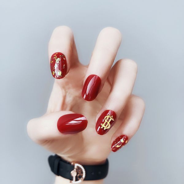 24pcs creative dollars design gold foil fake nails detachable acrylic false nail tips decorated nail art complete in one step, Red;gold
24pcs creative dollars design gold foil fake nails detachable acrylic false nail tips decorated nail art complete in one step, Red;gold
