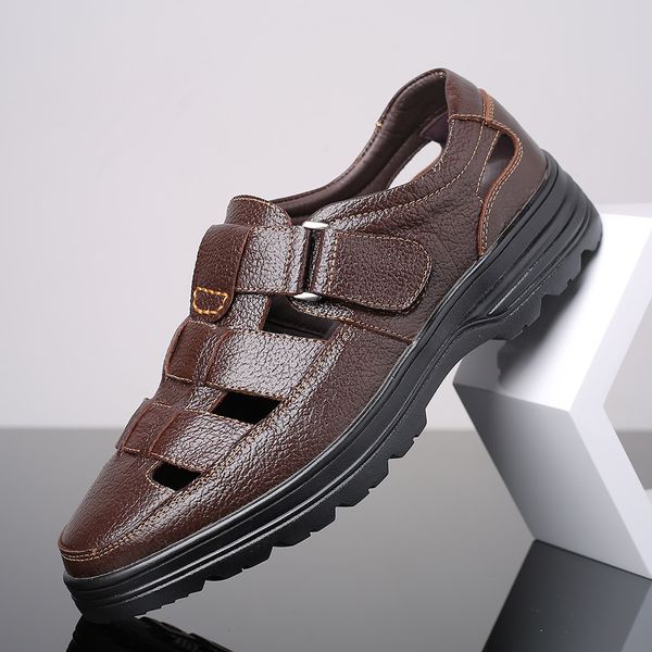 2019 spring summer new style genuine leather casual men's sandals velcro breathable flat heel closed-toe men's shoes, Black
2019 spring summer new style genuine leather casual men's sandals velcro breathable flat heel closed-toe men's shoes, Black