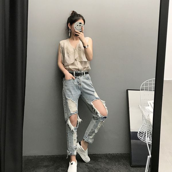 full length straight high waist jeans woman button pockets hole zippers bleached washed ripped vintage softener casual loose, Blue
full length straight high waist jeans woman button pockets hole zippers bleached washed ripped vintage softener casual loose, Blue