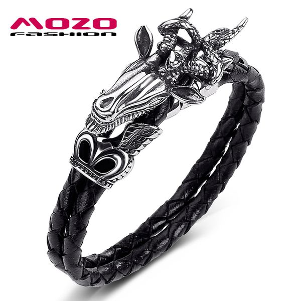 mozo fashion men jewelry black genuine leather bracelet stainless steel punk king of beasts sheep women bracelets 551, White
mozo fashion men jewelry black genuine leather bracelet stainless steel punk king of beasts sheep women bracelets 551, White