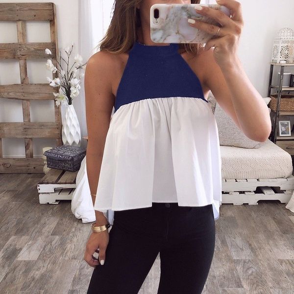 tank women loose summer mujer summer women fashion halter patchwork vest loose sleeveless casual blouse crop femme, White
tank women loose summer mujer summer women fashion halter patchwork vest loose sleeveless casual blouse crop femme, White