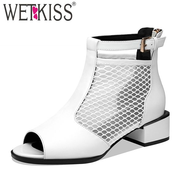wetkiss cow leather ankle boots women peep toe zip footwerar thick med heels shoes lady mesh shoes woman spring 2019 new, Black
wetkiss cow leather ankle boots women peep toe zip footwerar thick med heels shoes lady mesh shoes woman spring 2019 new, Black