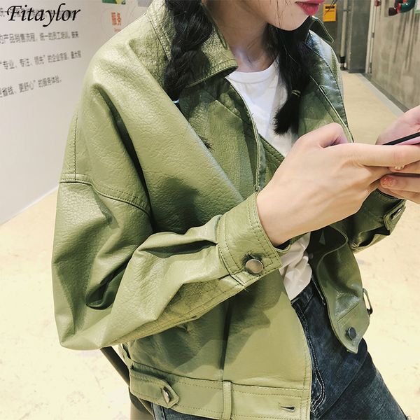 fitaylor autumn faux leather jacket turndown collar women loose long sleeve single breasted motorcycle leather coats, Black
fitaylor autumn faux leather jacket turndown collar women loose long sleeve single breasted motorcycle leather coats, Black