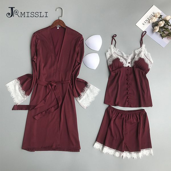 jrmissli solid women pajamas sets 3 pieces satin sleepwear pijama spaghetti strap lace silk sleep lounge nightwear pyjama, Black;red
jrmissli solid women pajamas sets 3 pieces satin sleepwear pijama spaghetti strap lace silk sleep lounge nightwear pyjama, Black;red