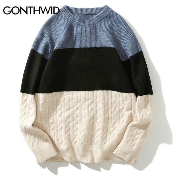 gonthwid color block striped knitted sweaters 2019 men pullover knitwear jumper sweaters fashion casual crewneck sweater, White;black
gonthwid color block striped knitted sweaters 2019 men pullover knitwear jumper sweaters fashion casual crewneck sweater, White;black