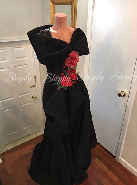 real sample long evening dresses 2019 elegant mermaid v-neck cap sleeve rose flowers black formal evening gowns, White;black
real sample long evening dresses 2019 elegant mermaid v-neck cap sleeve rose flowers black formal evening gowns, White;black