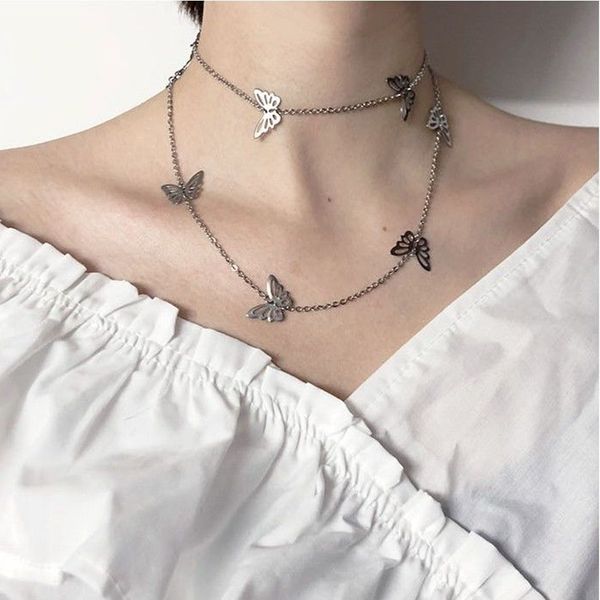 2020 new fashion punk style color butterfly necklace metal hollow butterfly necklace for women girl jewlery, Silver
2020 new fashion punk style color butterfly necklace metal hollow butterfly necklace for women girl jewlery, Silver