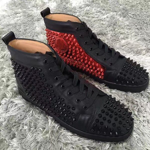 2019 luxury spikes sneaker men shoes high red bottom sneakers genuine leather flats with outdoor party shoes, Black
2019 luxury spikes sneaker men shoes high red bottom sneakers genuine leather flats with outdoor party shoes, Black