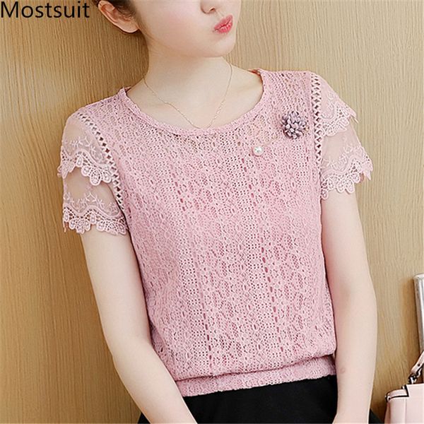 summer lace tunic blusas women plus size short sleeve o-neck blouses elegant office korean slim hollow pullovers mujer 2019, White
summer lace tunic blusas women plus size short sleeve o-neck blouses elegant office korean slim hollow pullovers mujer 2019, White