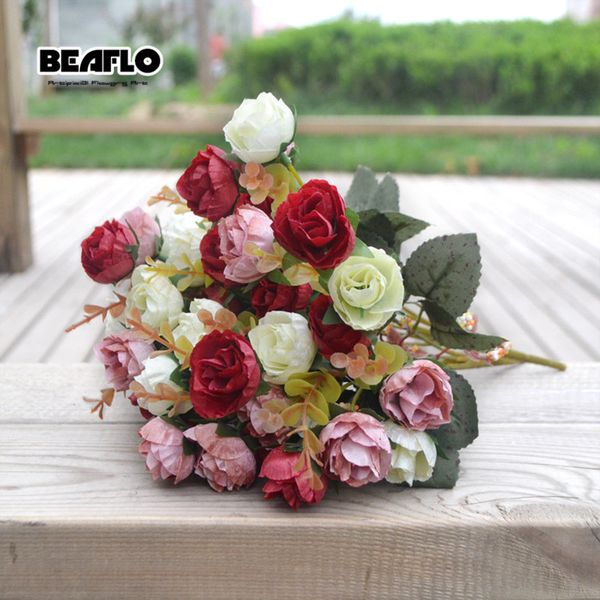 decorative flowers & wreaths 21 heads/bouquet silk artificial rose flower diy romantic floral for wedding party home decoration 6 colors
decorative flowers & wreaths 21 heads/bouquet silk artificial rose flower diy romantic floral for wedding party home decoration 6 colors