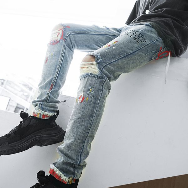 ewq / men's clothing 2020 spring fashion new directly tide jeans for male printing holes denim pants hip-hop 19h-a259, Blue
ewq / men's clothing 2020 spring fashion new directly tide jeans for male printing holes denim pants hip-hop 19h-a259, Blue