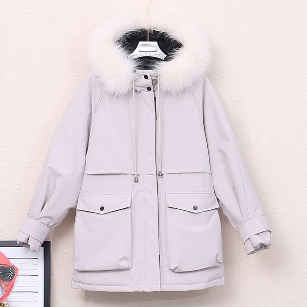 women's down & parkas korean style hooded long woman solid plus size winter jacket loose thick with fur collar cotton padded coat lady, Black 
women's down & parkas korean style hooded long woman solid plus size winter jacket loose thick with fur collar cotton padded coat lady, Black