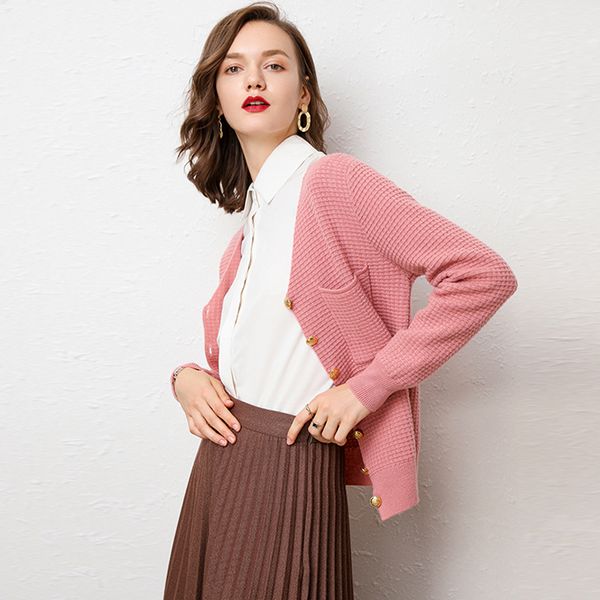 women's knits & tees 2021 100% cashmere v-neck knit jacket exclusive design pocket long sleeve single-breasted wild cardigan, White
women's knits & tees 2021 100% cashmere v-neck knit jacket exclusive design pocket long sleeve single-breasted wild cardigan, White