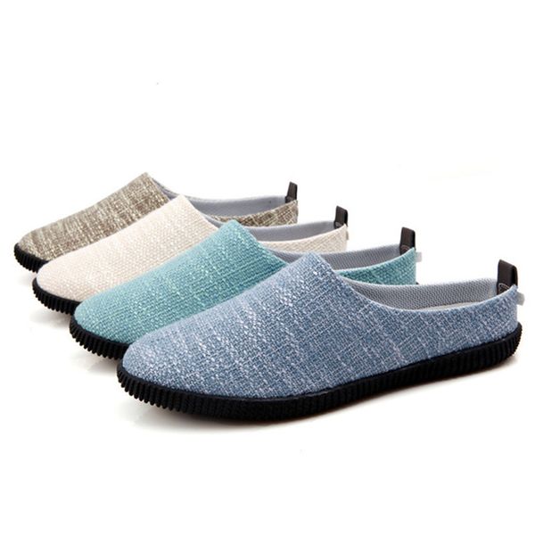 

2019 new slippers one pedal linen shoes four seasons men's casual half slippers beach tide shoes fashion men's men, Black