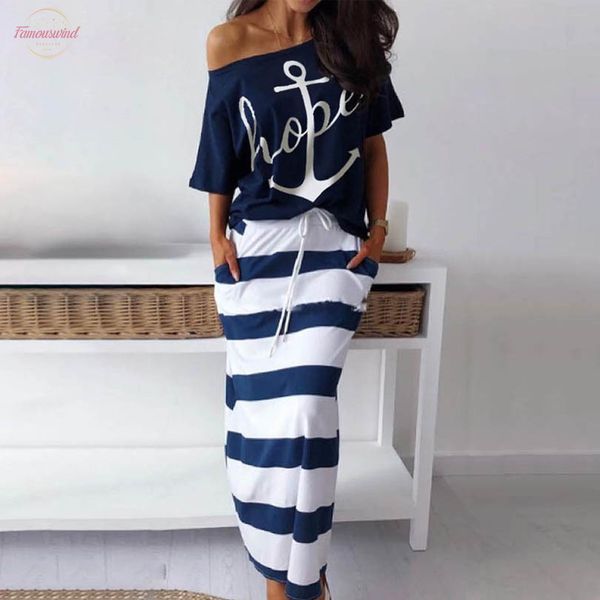 women off shoulder ankle length two piece sets dress boat anchor print shirts striped dress sets lady casual ankle length dress, Black;gray
women off shoulder ankle length two piece sets dress boat anchor print shirts striped dress sets lady casual ankle length dress, Black;gray