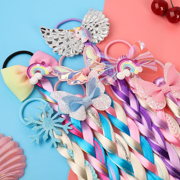 children cartoon color bow wig hair rope girl twist braid princess circle ornamentrainbow color wig rubber band, Slivery;white
children cartoon color bow wig hair rope girl twist braid princess circle ornamentrainbow color wig rubber band, Slivery;white