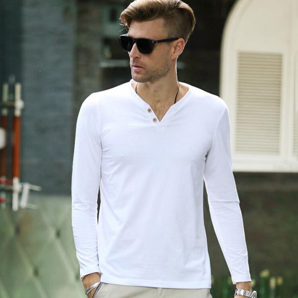 7 colors new mens t shirts long sleeves v-neck button design fashion casual slim cotton shirt, White;black
7 colors new mens t shirts long sleeves v-neck button design fashion casual slim cotton shirt, White;black