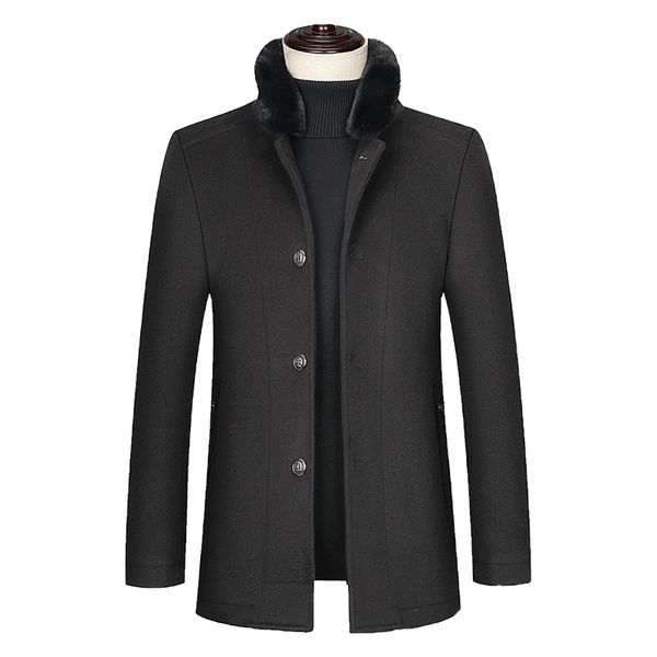 men's winter jacket gray dark blue wine red cashmere classic men's shirt wool warm single-breasted collar, Black
men's winter jacket gray dark blue wine red cashmere classic men's shirt wool warm single-breasted collar, Black