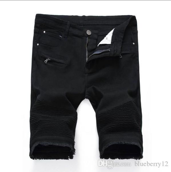 mens denim jeans high street zipper stretch europe and america casual denim white black shorts hole male pants, Blue
mens denim jeans high street zipper stretch europe and america casual denim white black shorts hole male pants, Blue