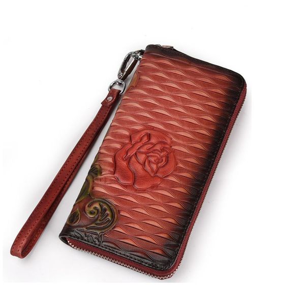 johnature 2019 new womens wallets and purses handmade genuine leather vintage floral embossing long hand wallet clutch wallets, Red;black
johnature 2019 new womens wallets and purses handmade genuine leather vintage floral embossing long hand wallet clutch wallets, Red;black