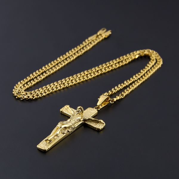 cuban link chain victim cross necklace stainless steel three-dimensional carved pendant men's hip-hop accessories, Silver
cuban link chain victim cross necklace stainless steel three-dimensional carved pendant men's hip-hop accessories, Silver