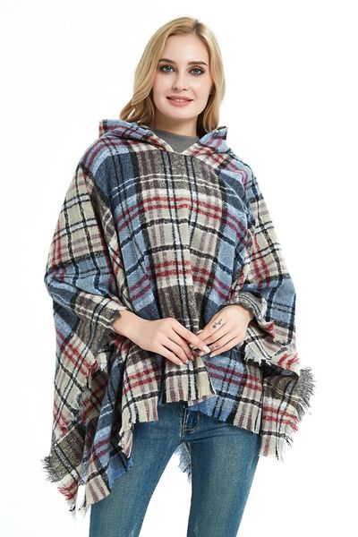 winter knit large shawls plaid charm tassel blankets cape casual lady sweater with operator hat coat outdoor warm blankets, Blue;gray
winter knit large shawls plaid charm tassel blankets cape casual lady sweater with operator hat coat outdoor warm blankets, Blue;gray