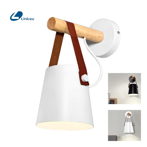 modern nordic style e27 85-265v led wall light pu leather wood wall lamps bed bedside light white/black lampshade for home decor
modern nordic style e27 85-265v led wall light pu leather wood wall lamps bed bedside light white/black lampshade for home decor