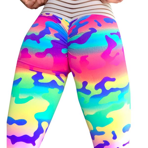 klv 2019 new print mesh patchwork women yoga pants slim high waist sports leggings push up gym fitness elastic trousers #@f, White;red