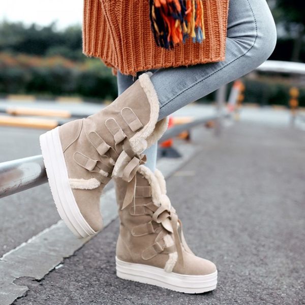 2019 women girl winter autumn warm snow boots increasing height wedge platform mid calf boots booties ski creepers large size 43, Black
2019 women girl winter autumn warm snow boots increasing height wedge platform mid calf boots booties ski creepers large size 43, Black