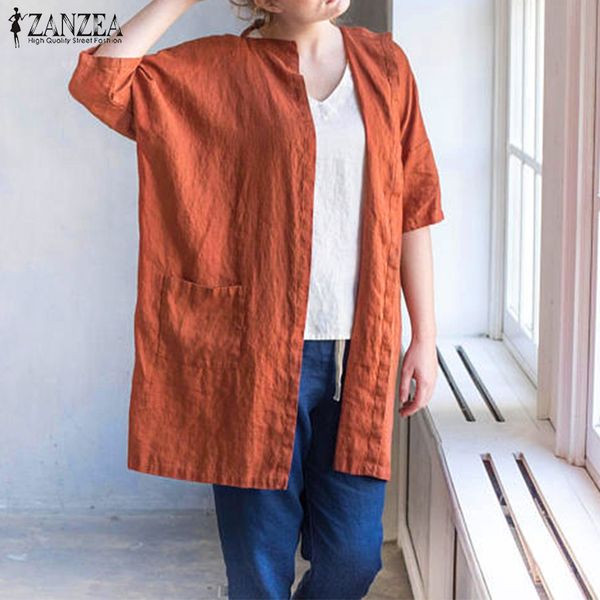 plus size 2017 autumn zanzea women vintage blouse loose casual half sleeve v neck solid shirts long blusas outwear cardigan, White
plus size 2017 autumn zanzea women vintage blouse loose casual half sleeve v neck solid shirts long blusas outwear cardigan, White