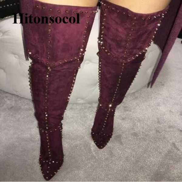 2019 new fashion black suede motorcycle boots over the knee high heels rivet shoes spikes long boots botas mujer
2019 new fashion black suede motorcycle boots over the knee high heels rivet shoes spikes long boots botas mujer