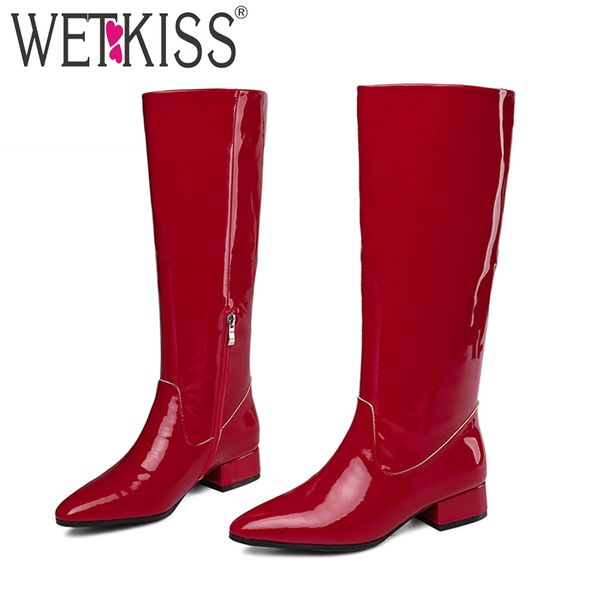 wetkiss patent leather boots women low heels knee high rain boot female zip shoes ladies square toe waterproof shoes winter new, Black
wetkiss patent leather boots women low heels knee high rain boot female zip shoes ladies square toe waterproof shoes winter new, Black