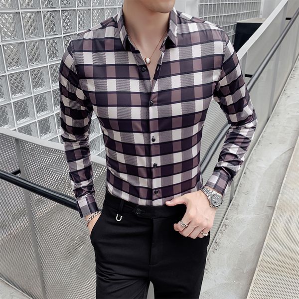 2019 autumn new print men's plaid long-sleeved shirt korean slim hair blouse handsome trend printing shirt, White;black
2019 autumn new print men's plaid long-sleeved shirt korean slim hair blouse handsome trend printing shirt, White;black